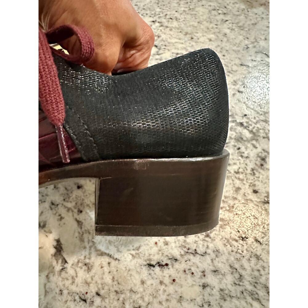 Chie Mihara Xeli Two-Tone Black/Burgundy Leather Block Heel Oxfords Size 38 $450 - Picture 16 of 17